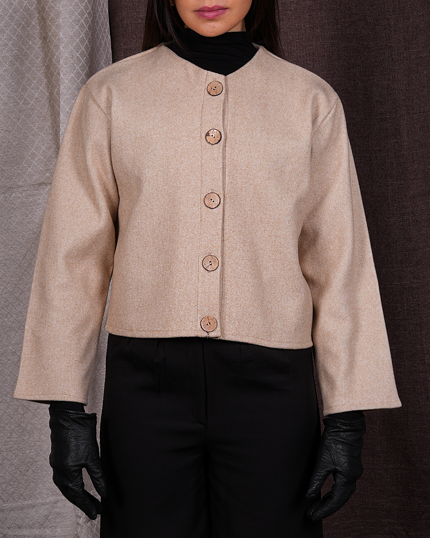 Beige Button-Up Jacket
