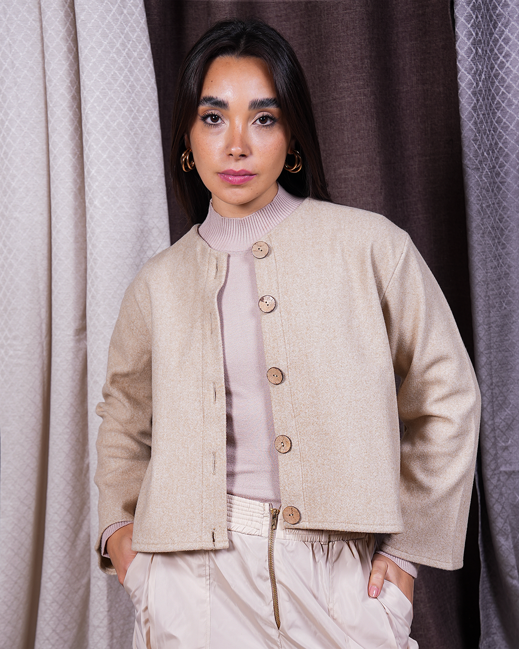Beige Button-Up Jacket