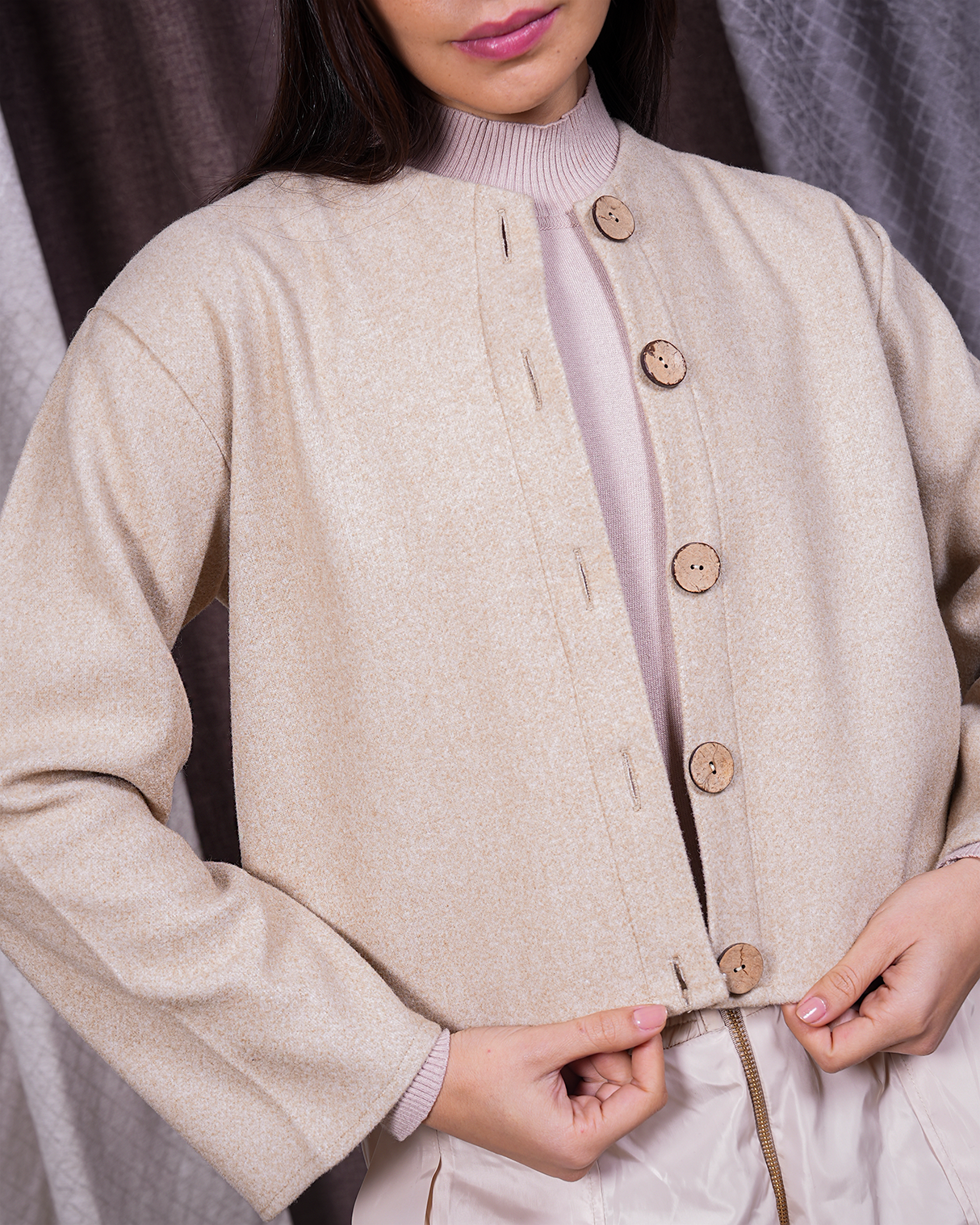 Beige Button-Up Jacket