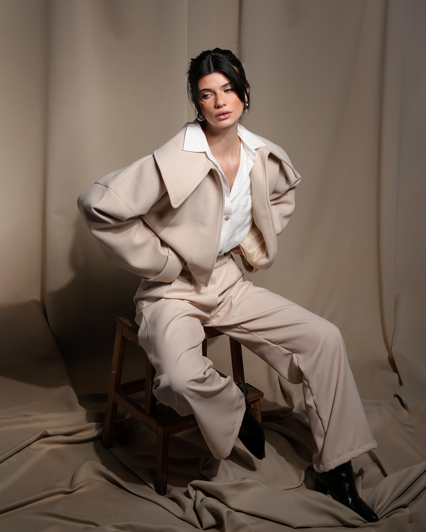 Jacket & Chemise Set Beige