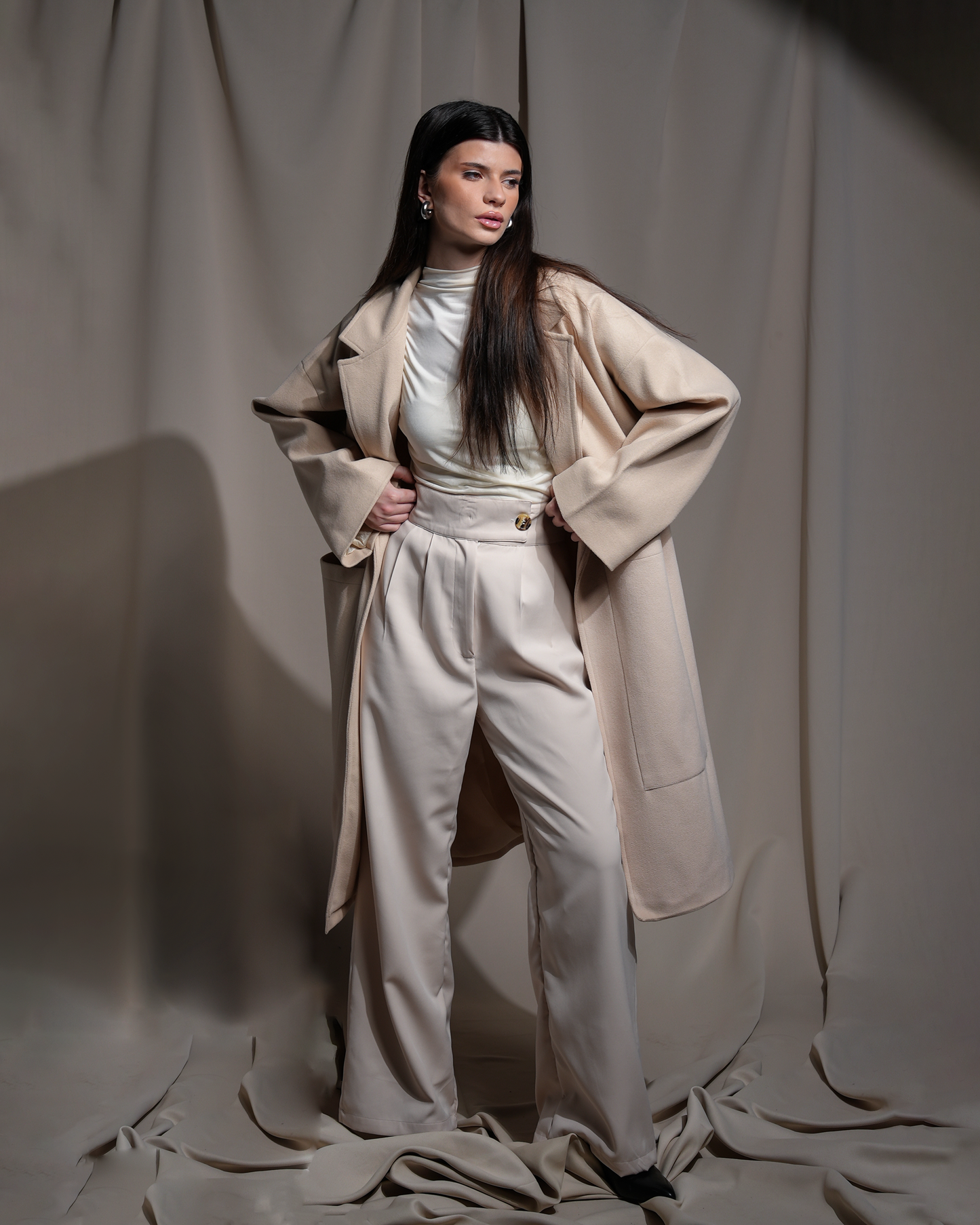 Wide pleated pants