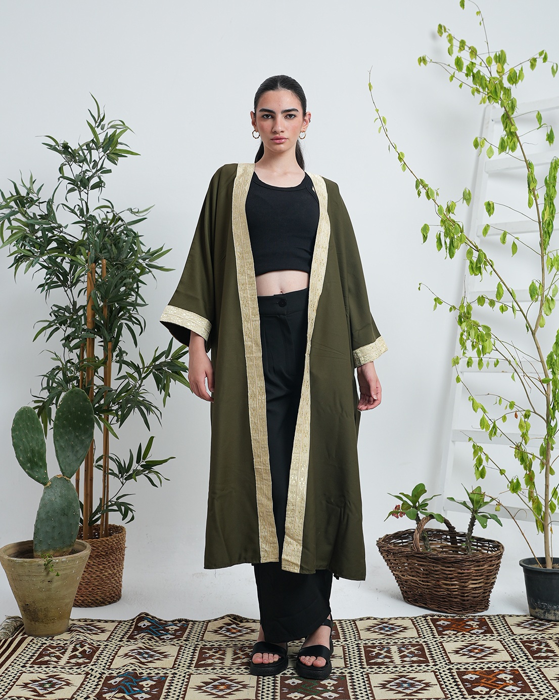 Pure Gabardine Green Kimono
