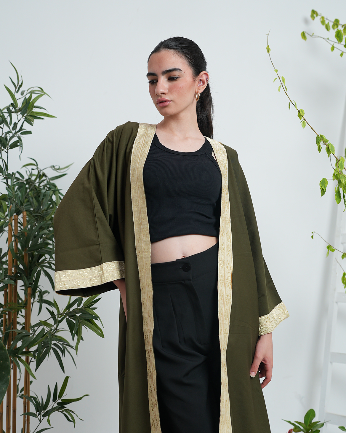 Pure Gabardine Green Kimono