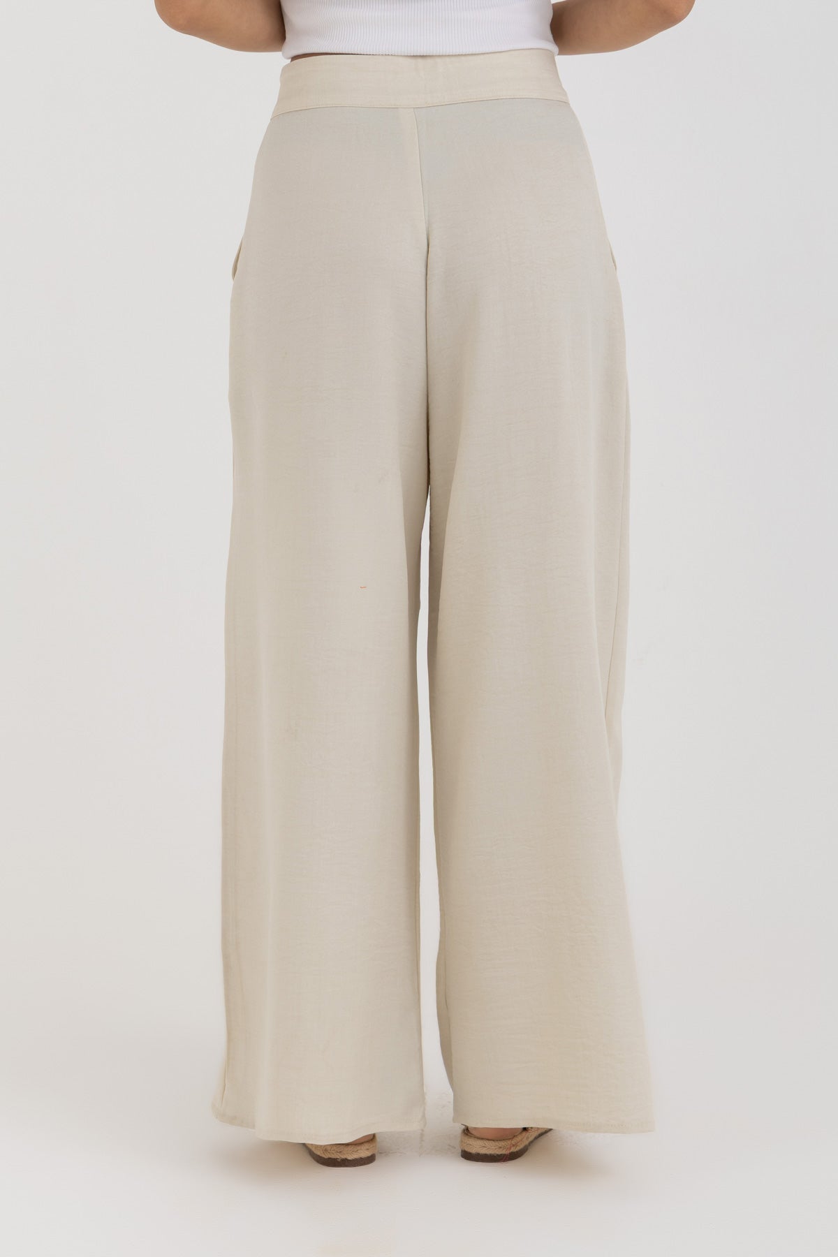 Beige Slit Pants