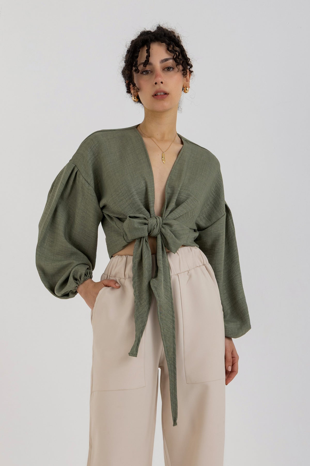 Olive Tie Top