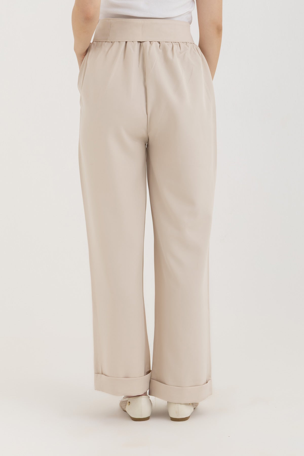 Beige Tie-Up Trousers