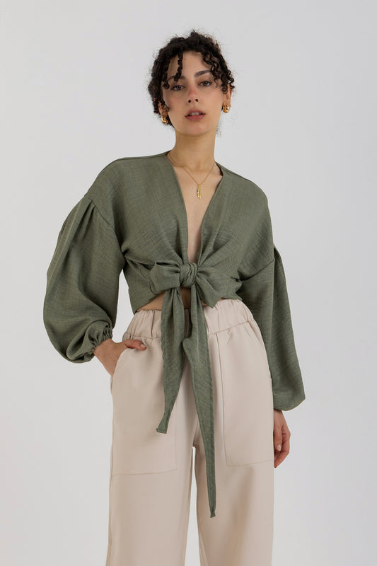 Olive Tie Top