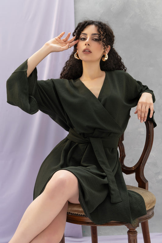Forest Green Wrap Dress