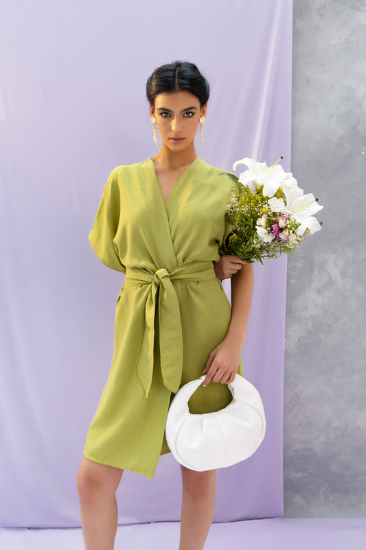 Apple Green Wrap Dress