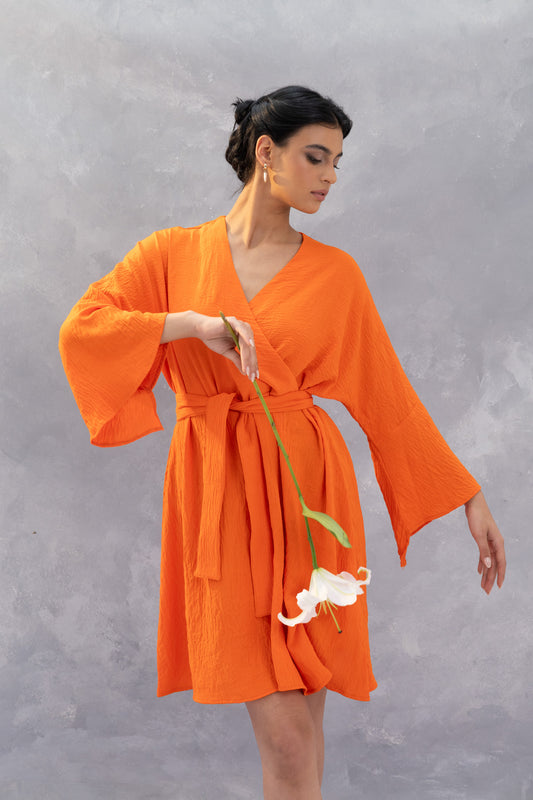 Orange Wrap Dress
